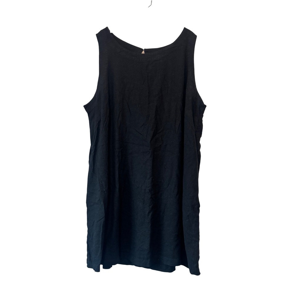 A New Day Dress Womens 3X Linen Black Sleeveless Nautical Minimal Peppy Beach